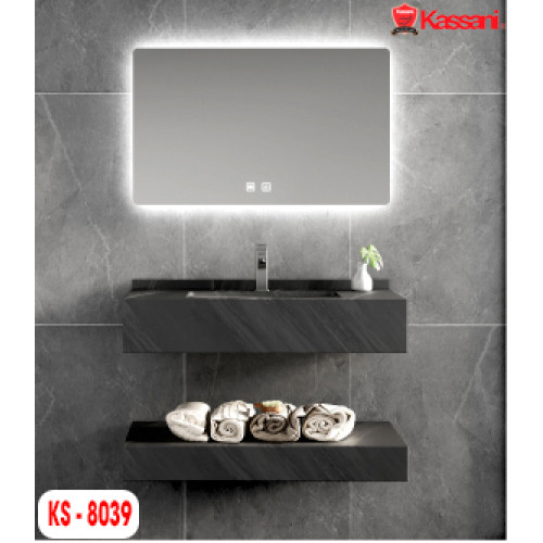 TỦ LAVABO KASSANI KS-8039 - TỦ BÀN ĐÁ CAO CẤP - GƯƠNG LED